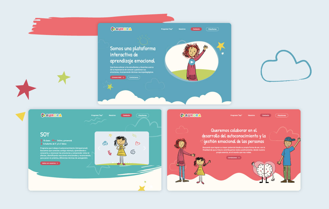 Diseño web de Aurora, por Graycat Design Studio