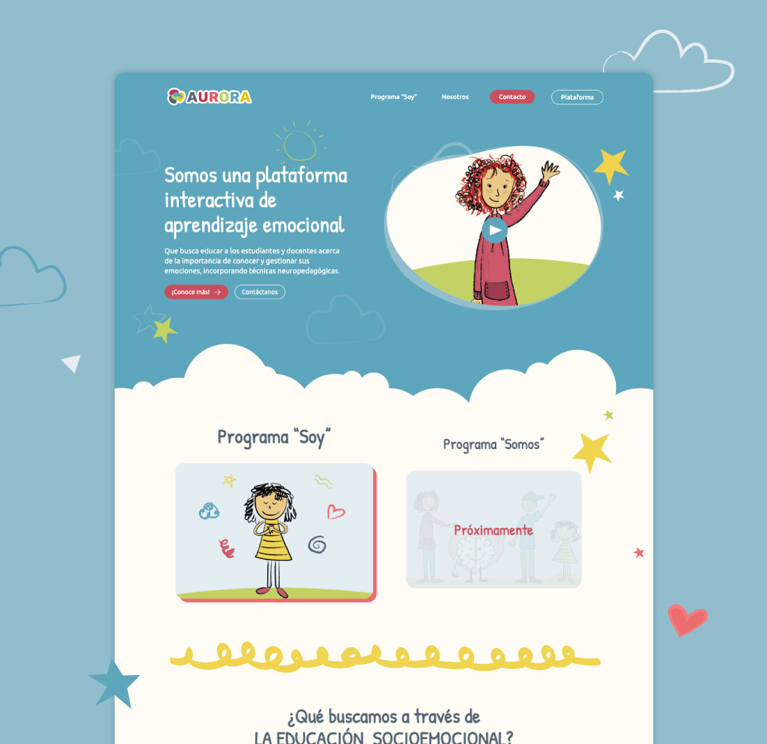 Diseño web de Aurora, por Graycat Design Studio