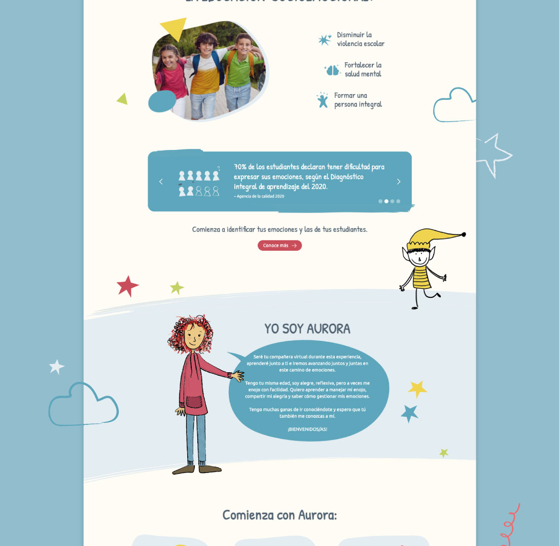 Diseño web de Aurora, por Graycat Design Studio