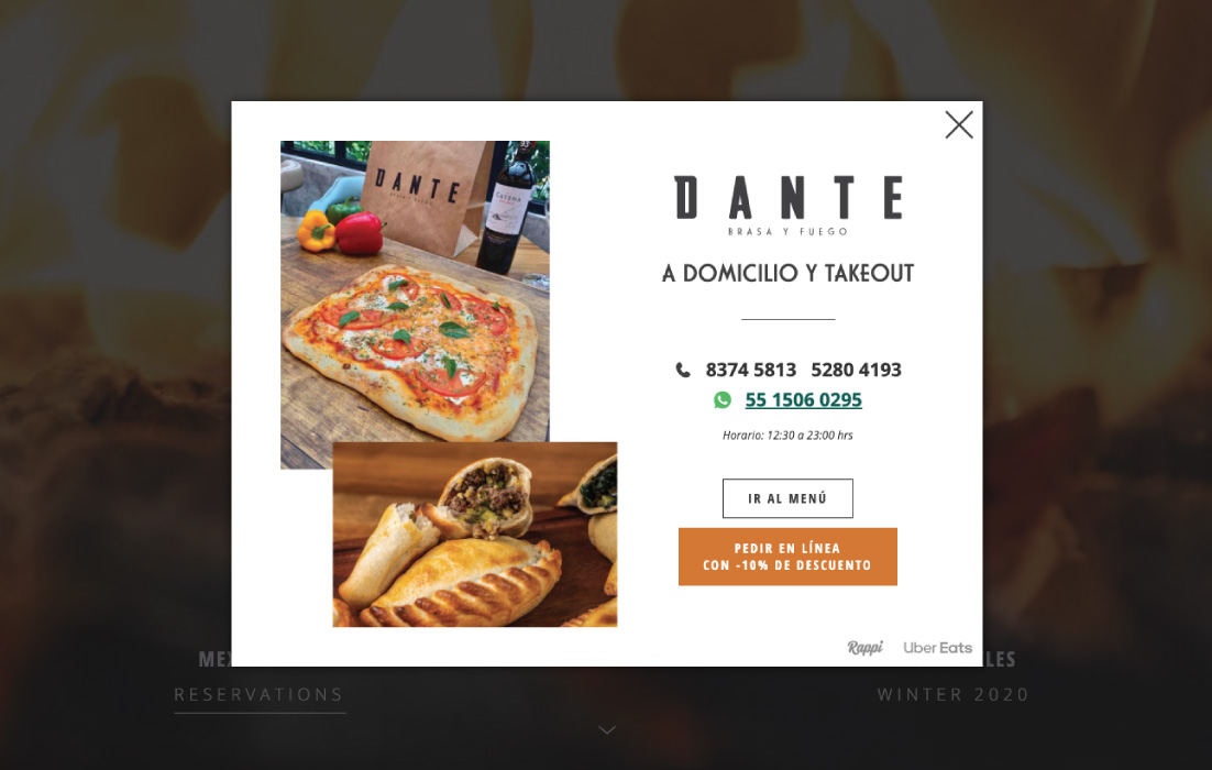 Diseño Diseño web de DANTE Brasa y Fuego, por Graycat Design Studio responsivo de Recotronic, por Graycat Design Studio