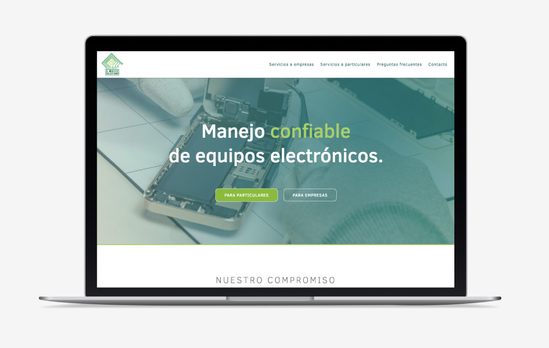Diseño web de E-Waste, por Graycat Design Studio
