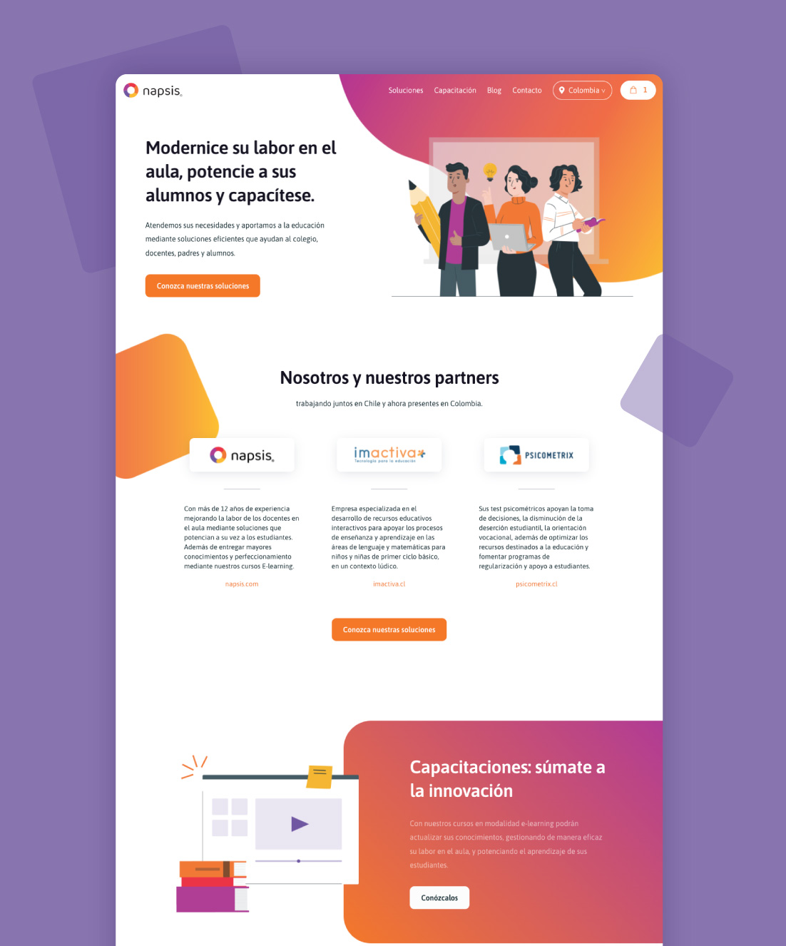 Diseño web de Napsis Colombia, por Graycat Design Studio