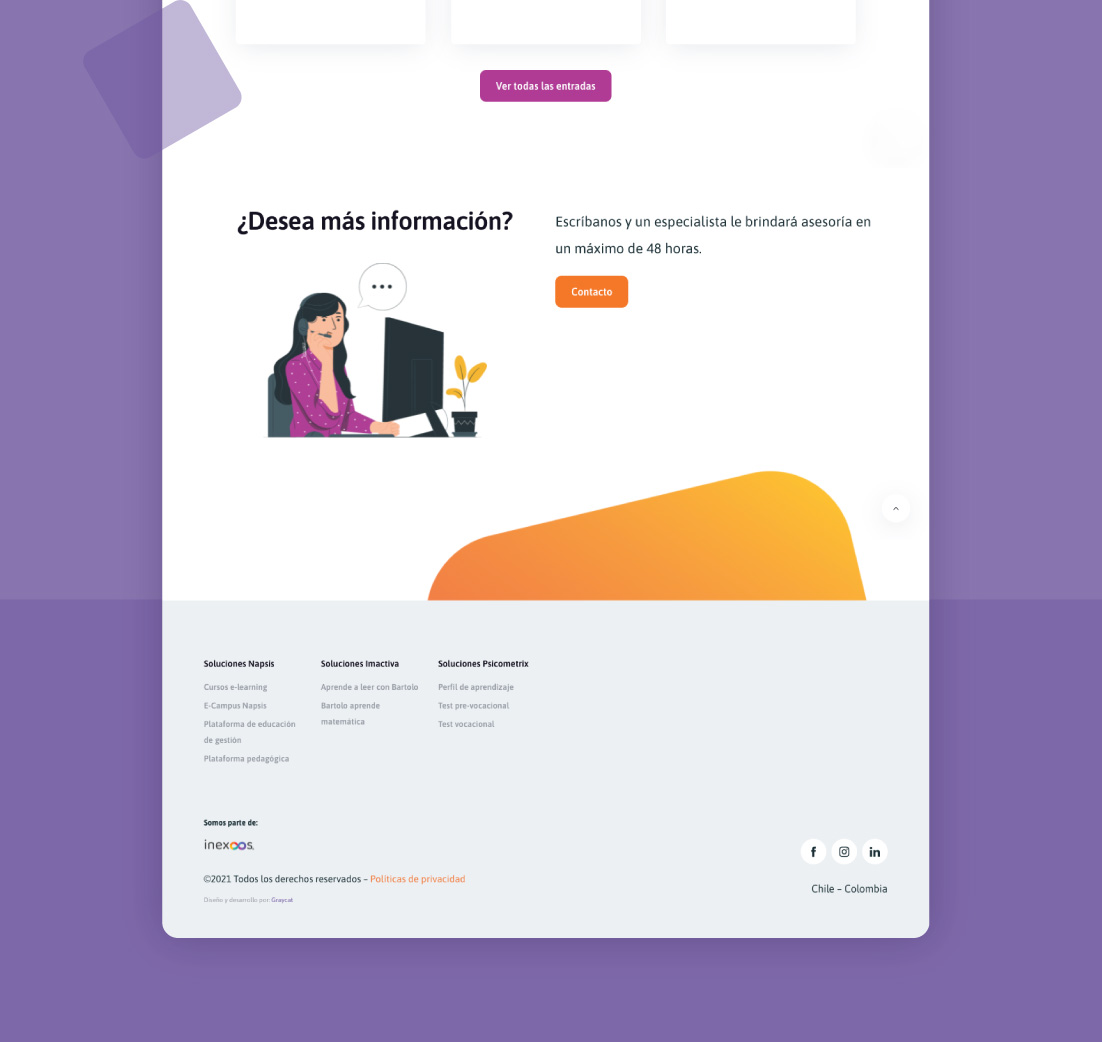Diseño web de Napsis Colombia, por Graycat Design Studio