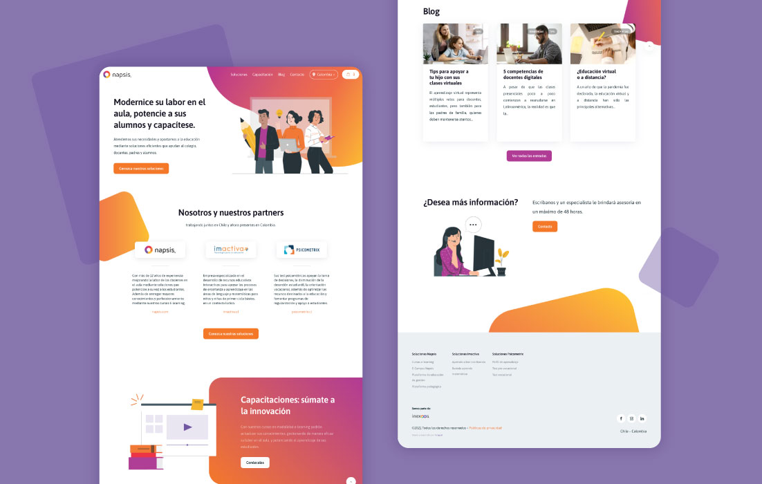 Diseño web de Napsis Colombia, por Graycat Design Studio