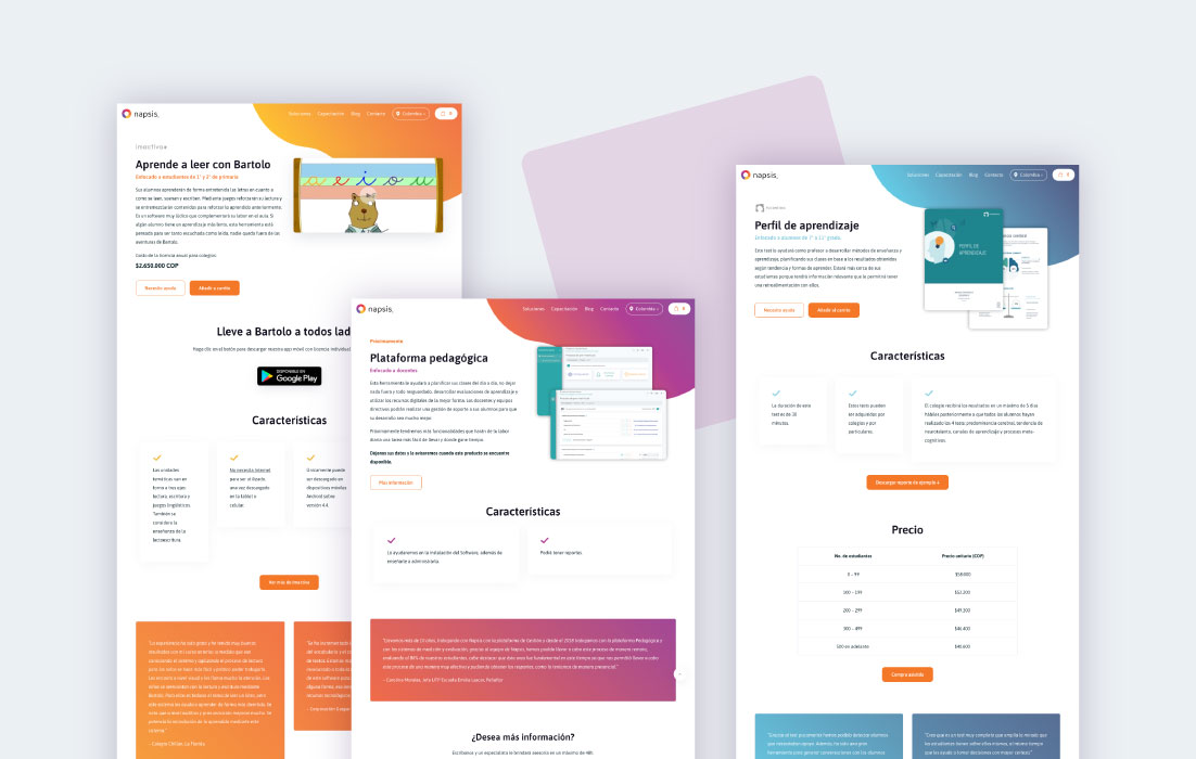 Diseño web de Napsis Colombia, por Graycat Design Studio